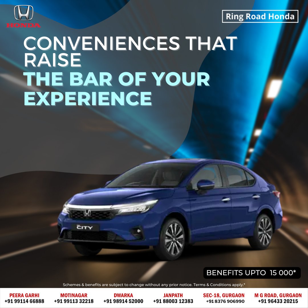 ring_honda's tweet photo. The new Honda City makes a mark with virtual cockpit, adaptive cruise control visual display and touchscreen display audio system.

Enjoy benefits upto ₹ 15 000*.
Book now - https://t.co/Wy7mUWYmhS
.
.
.
#hondacarindia #rrhonda #TheNewHondaCity #ThinksAhead #HondaSensing https://t.co/uYQdysPHLp