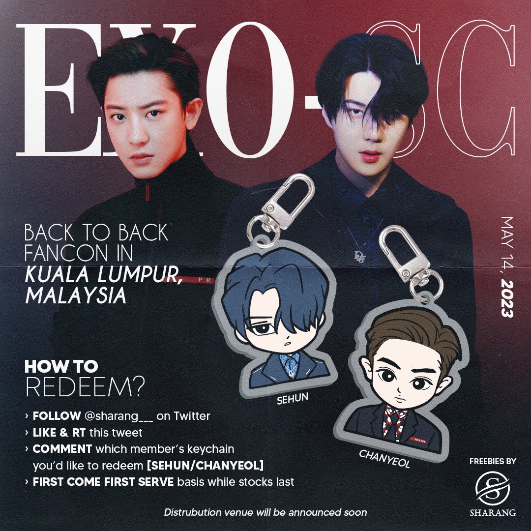 sharang___'s tweet photo. [HELP RT] 

🎉 #EXOSCinKL FREEBIES by @sharang___ 🎉
 
How to Redeem? 
🐥 Follow me! 
🍒 Like &amp; RT this tweet! 
🐥 Comment which member’s keychain you’d like to redeem! [SEHUN &amp; CHANYEOL] 
🍒 FCFS basis, 1 per person!  
🐥 Venue of distribution to be announced! https://t.co/37RhkTFBuY