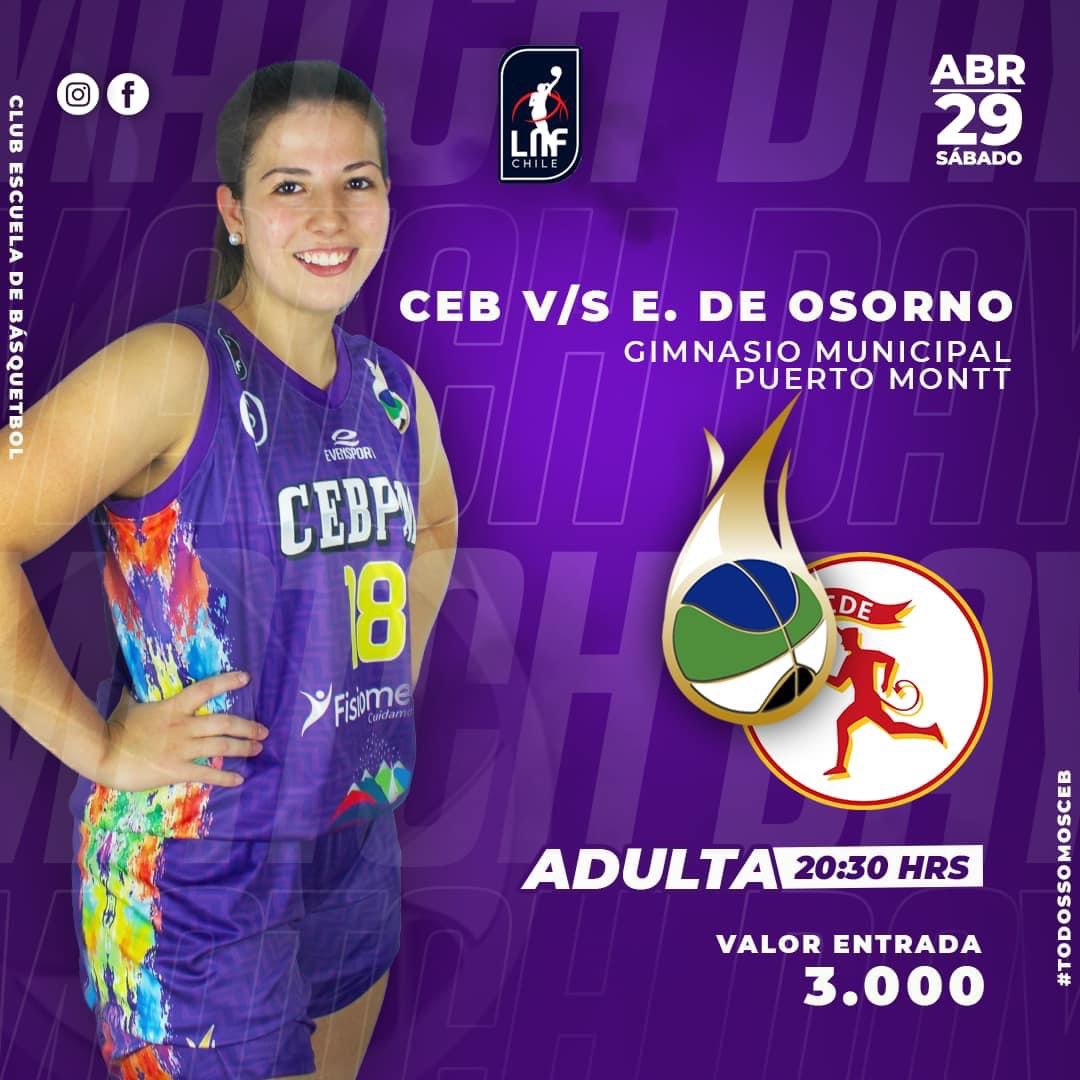 Sábado 29 abril a las 20:30 Hrs. todos al Gimnasio Municipal apoyar al Team Adultas que sale a la cancha frente a Club Deportivo Español De Osorno por una nueva jornada de LNF 2023

<a href="/ChileFeba/">Federación Básquetbol de Chile</a> 
<a href="/GervoyAlcalde/">Gervoy Paredes</a> 
<a href="/MindepChile/">Ministerio del Deporte</a> 
<a href="/LucianoBelmarZ/">Luciano Belmar Jr.</a> 

#cebentodaspartes 
#LNF2023