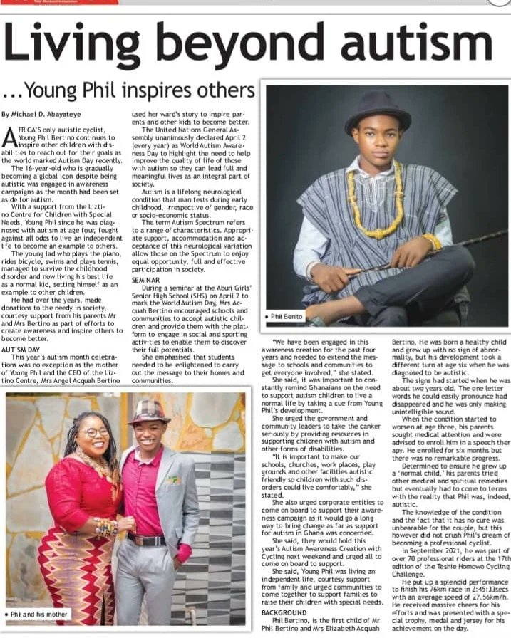 Born with Autism, <a href="/Young/">young</a> Phil Bertino rose against all odds to become Africa's only autistic cyclist. Grab a copy of today's Spectator. #YoungPhi #autism #autismawareness #autismmom #autismdad #autismday #liztinocentreforchildrenwithspecialneeds #AdaBoysDontCheat