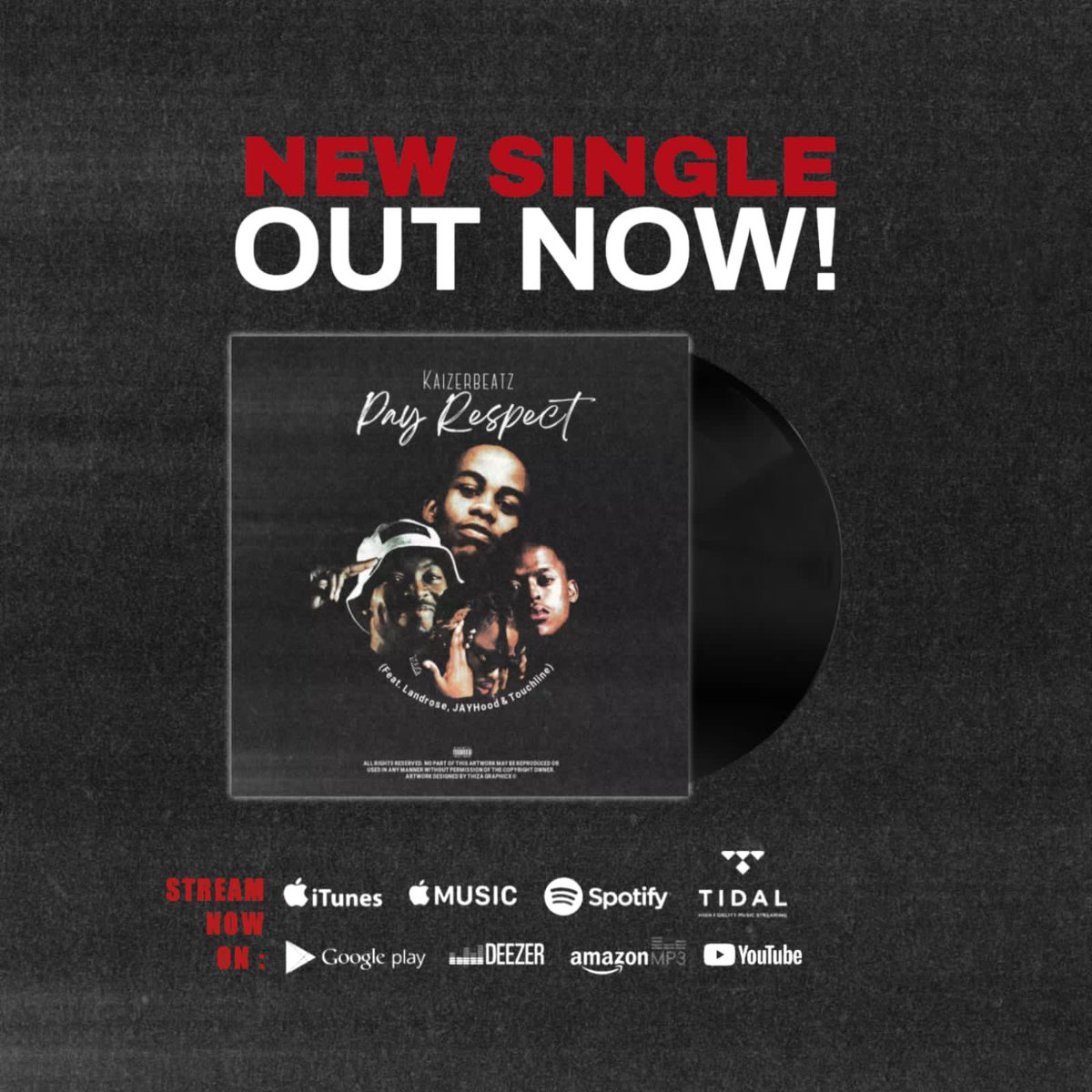 KaizerBeatZ_'s tweet image. My brand new single titled #PayRespect (feat. JAYHood, Landrose &amp;amp; Touchline) is OUT NOW!!!

Click on the link: youtu.be/p9xwQDaWN-U