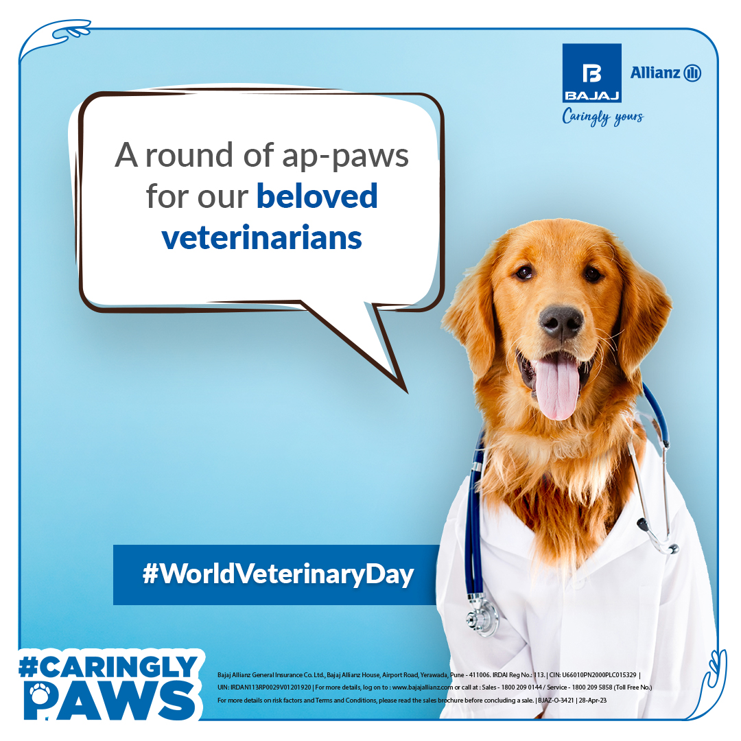 bajajgeneral's tweet photo. Woof Woof Woof!

A big shoutout to all the veterinarians who ensure a sound health of our four-legged friends. 🐶 🐕

#CaringlyYours #YouAreSpecial #WorldVeterinaryDay #CaringlyPaws https://t.co/Imu2EY5k8S