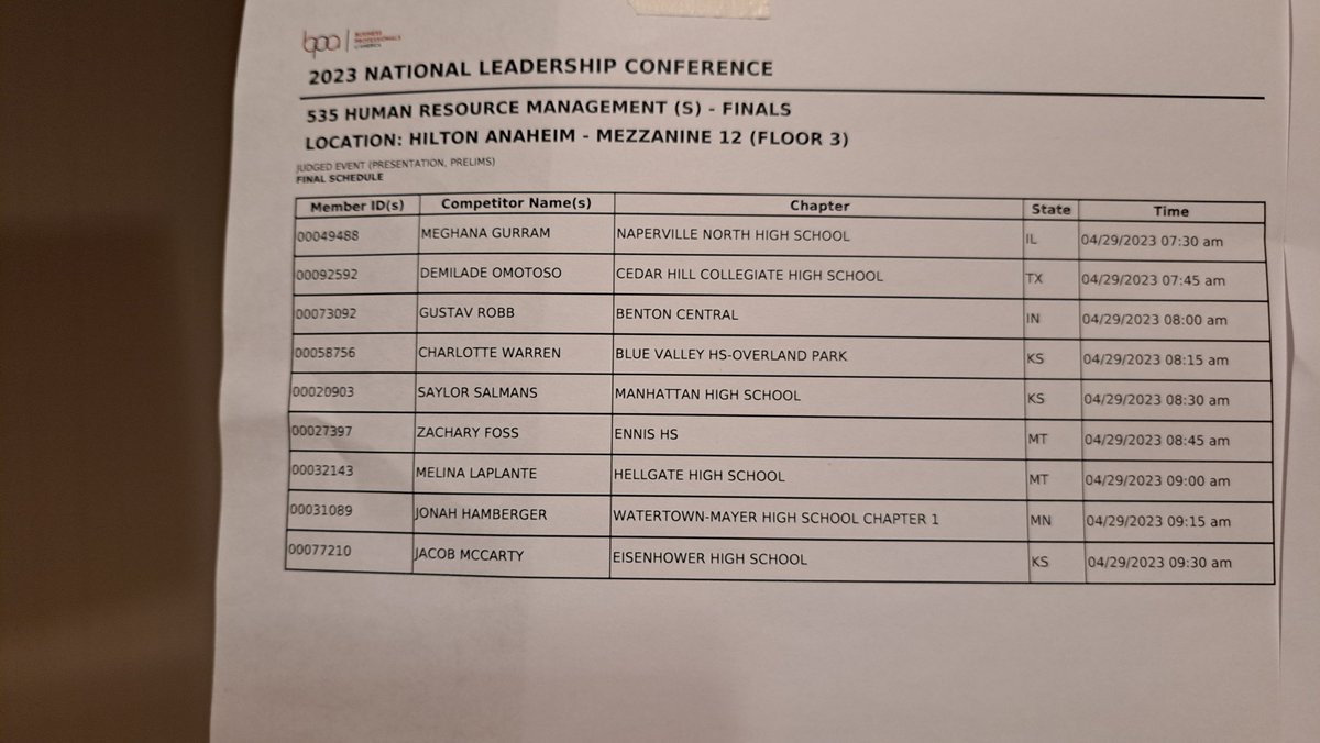 WMBPA's tweet photo. Jonah Hamberger made Finals in HR Management! Way to go Jonah! https://t.co/gTO8ex5Prl