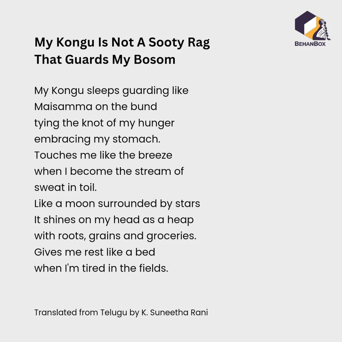 BehanBox's tweet photo. Today we bring to you Joopaka, Subhadra's poem "Kongu" (a Telugu word used mainly in Telangana for Pallu,the loose end of the saree which covers the bosom and rests on a shoulder).
#dalithistorymonth #dalitwriting #poetry #behanbox https://t.co/OB7UFRfxX5