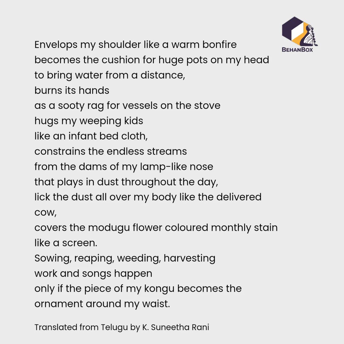 BehanBox's tweet photo. Today we bring to you Joopaka, Subhadra's poem "Kongu" (a Telugu word used mainly in Telangana for Pallu,the loose end of the saree which covers the bosom and rests on a shoulder).
#dalithistorymonth #dalitwriting #poetry #behanbox https://t.co/OB7UFRfxX5