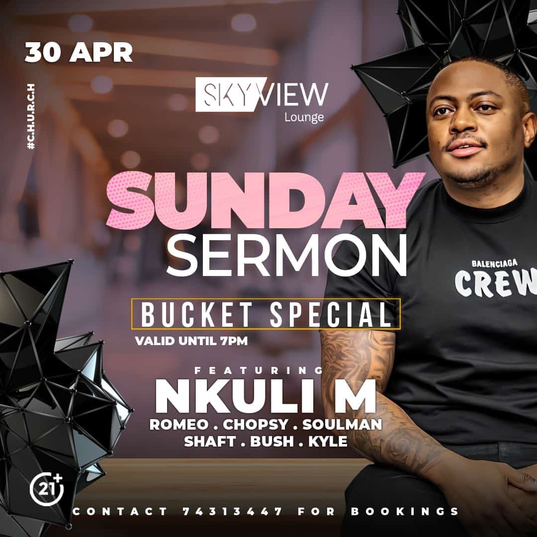 Expect nothing but the best in soulful and Jazzy house.. 2moro Sunday 30th @ Skyview Lounge BW (Orange HQ rooftop, CBD). Bucket special valid till 7pm..dont miss out✔️🎼🎹🎚️
