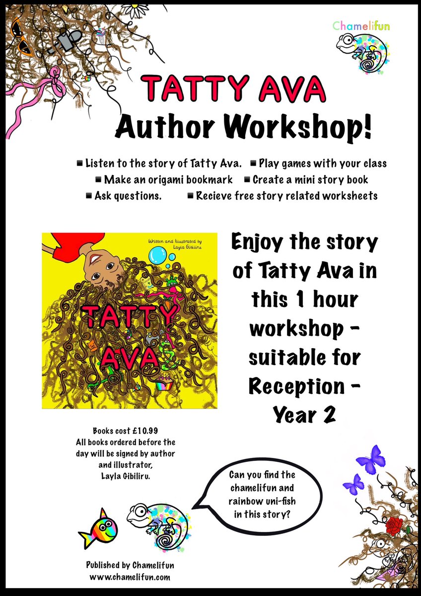 Our Author workshops running next week! Time to get excited about books, while enjoying Tatty Ava 📖 

For all educational enquiries, contact education@chamelifun.com