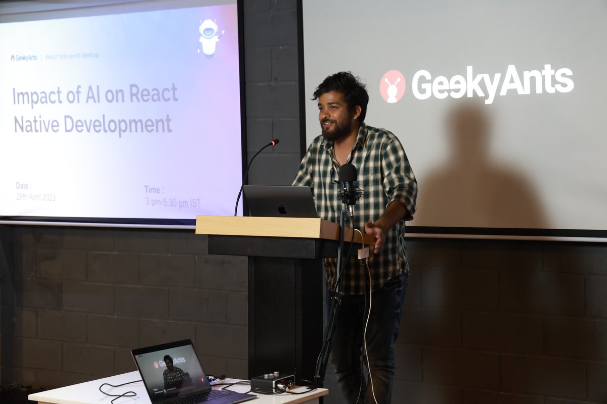 geekyants's tweet photo. And we are live!
In frame, our host, @NeelSinha25, Associate Engineering Manager, @GeekyAnts!
Join us virtually - https://t.co/Be1SuNzQJX
#AIxReactNative #GeekyAntsMeetup #AI #ReactNative #Meetup #Developers #TechCommunity https://t.co/VLwRtExMdg