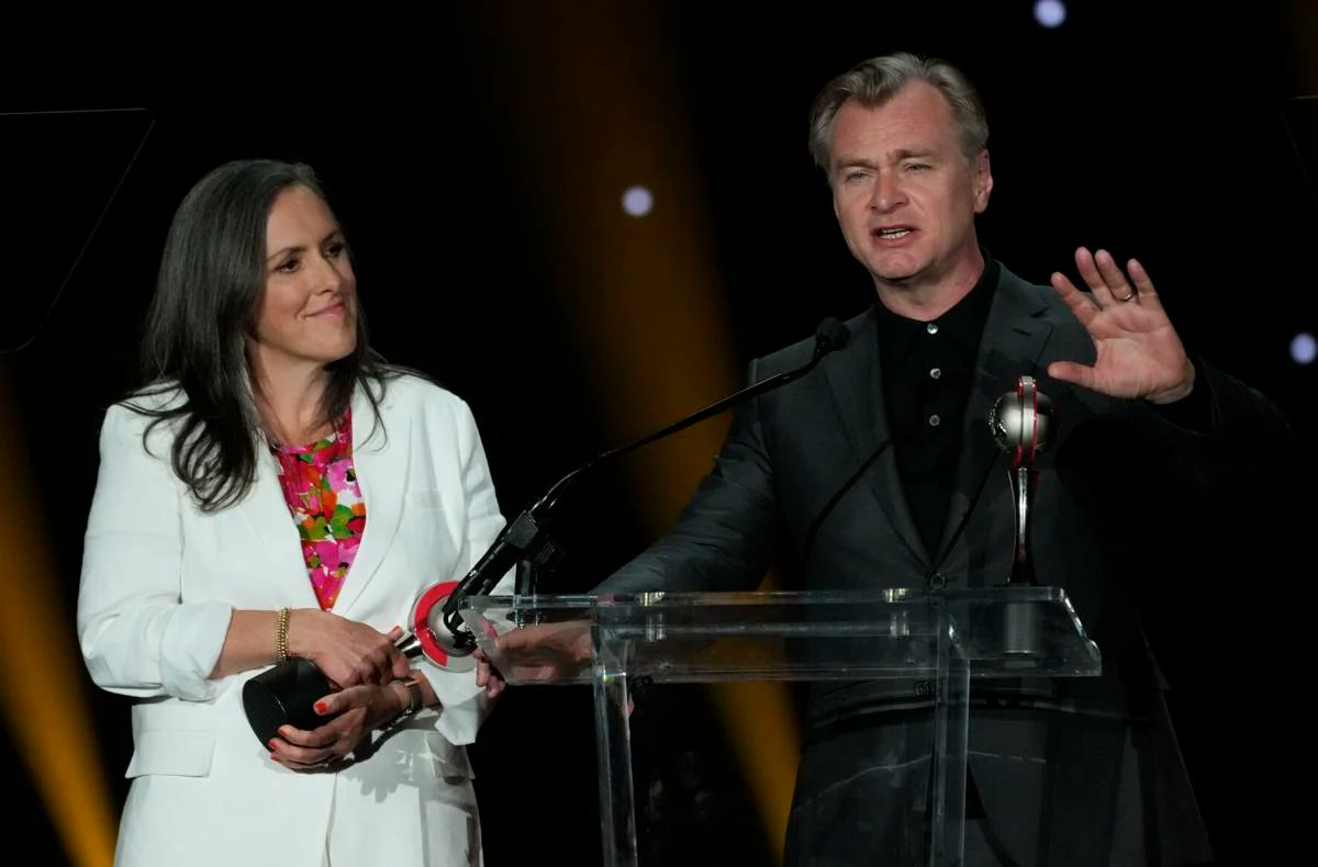 Christopher Nolan's speech at CinemaCon 2023 after receiving his award:

“I started to reflect on all of us who work in movies from the studios, distributors, executives, theater owners, marketers, the people serving popcorn. We are all engaged in a process that in some small way