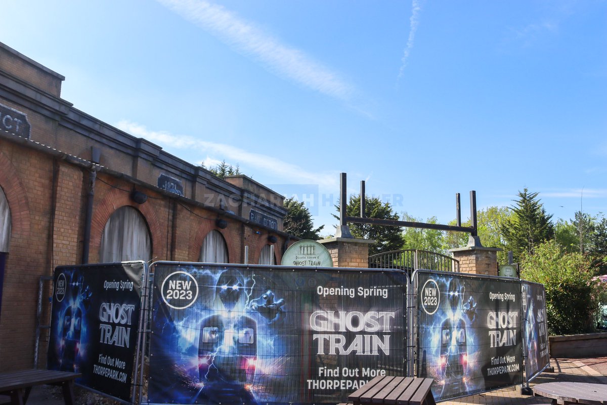 zachariahassler's tweet photo. New for 2023 Ghost Train has a very impressive queue line with so much Thorpe Park Nostalgia 😂 #thorpepark #ghostrain #spooky https://t.co/hJc3rDcoyn