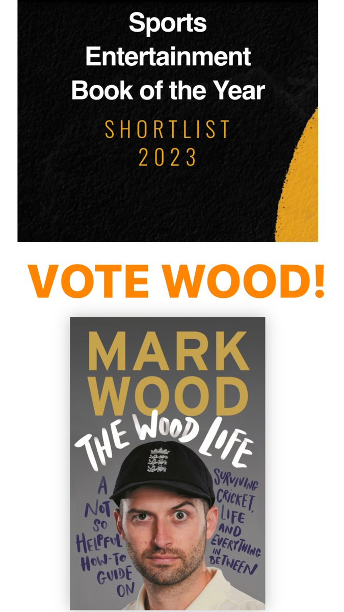 Congrats to @MAWood33 on his shortlisting of ‘The Wood Life’ in the Sunday Times sports book awards. Please support by voting in the second of the public categories here: sportsbookawards.com/vote/?#gf_14