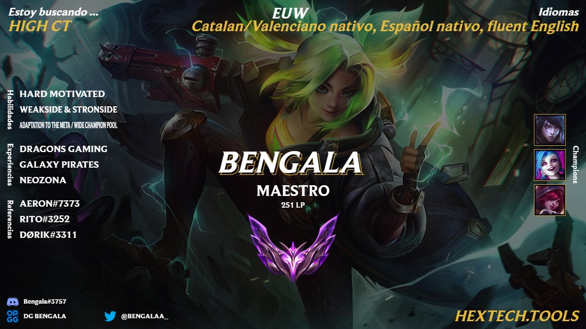 Tras acabar el pasado split con <a href="/DragonsGamingec/">Dragons Gaming Barcelona</a> me declaro lft, tengo muchas ganas de competir de cara al siguiente split.
Rt ayuda muchisimo, thx❤️