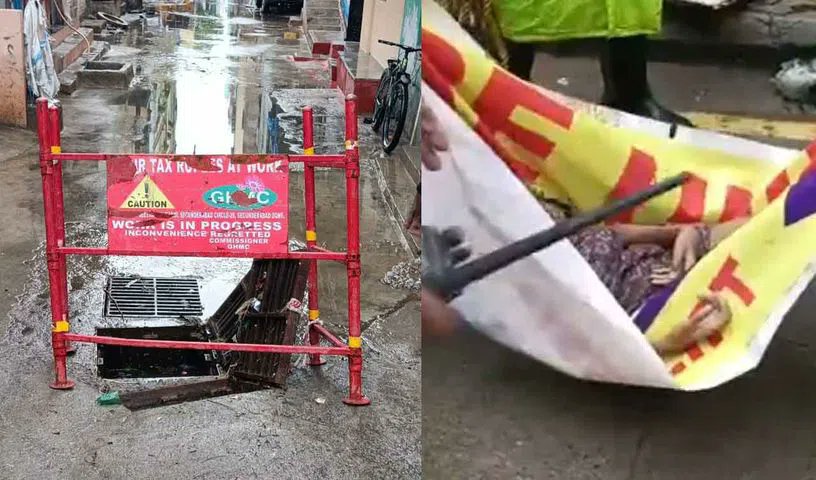 Mounika four year old girl, a resident of Kalasiguda, Secunderabad, came out of the house to buy a packet of milk when she fell into the manhole. The girl got washed away. @KTRBRS Waiting for your response in this incident.