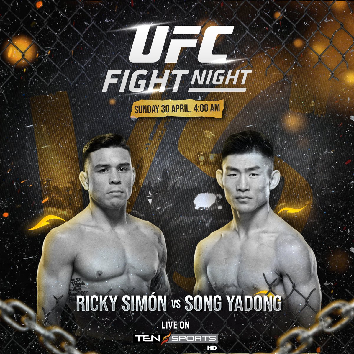 TenPakistan's tweet photo. Get ready for an epic clash of bantamweight titans as Song Yadong takes on Ricky Simon in a battle for the ages! 🔥💪
Catch the action live only on TenSportsHD!
⏱️: 04:00 AM 🇵🇰
📺: TenSportsHD
#UFCFightNight #SongYadong #RickySimon #MixedMartialArts #TenSportsHD https://t.co/TCUh74SkF9