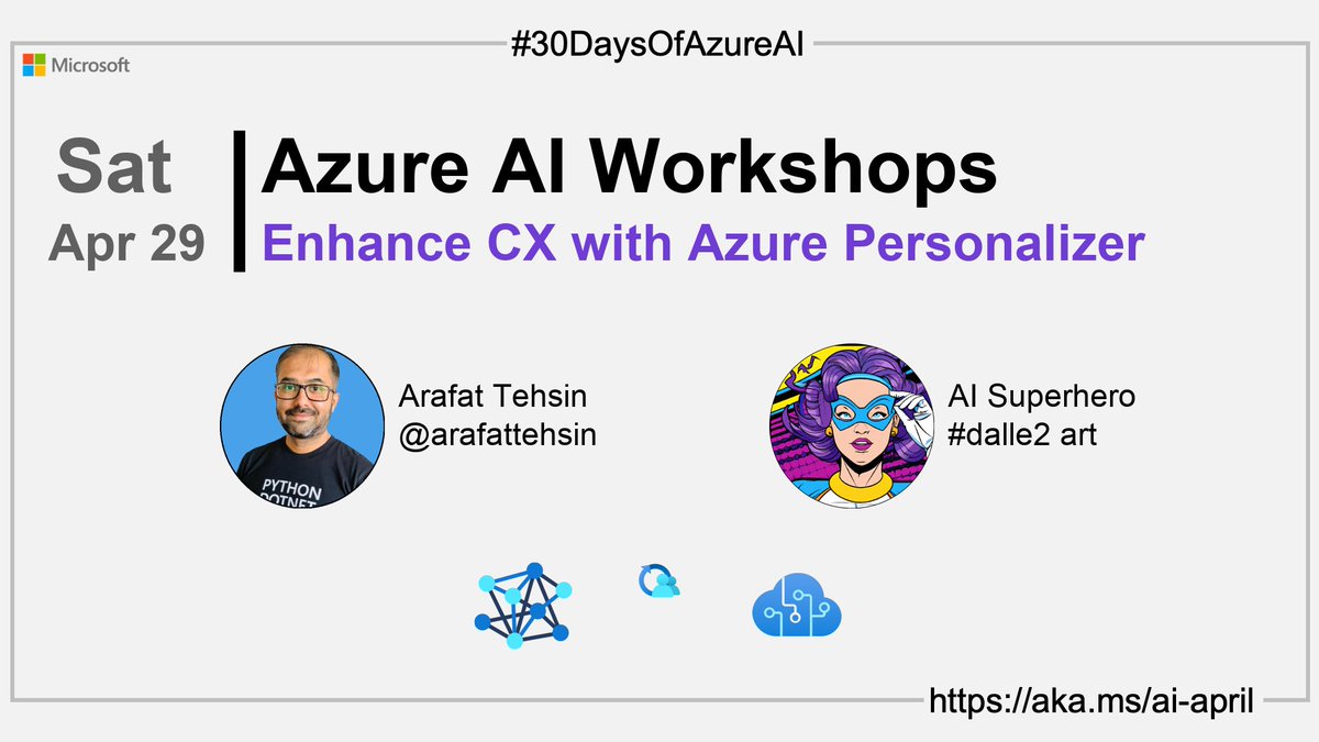 GlobAICommunity's tweet image. 🏭Welcome to day 27 of #30DaysOfAzureAI. Maximize your business results with Azure Personalizer - a machine learning-based service that creates personalized experiences for your customers based on their preferences and behavior. 
buff.ly/43STwbm