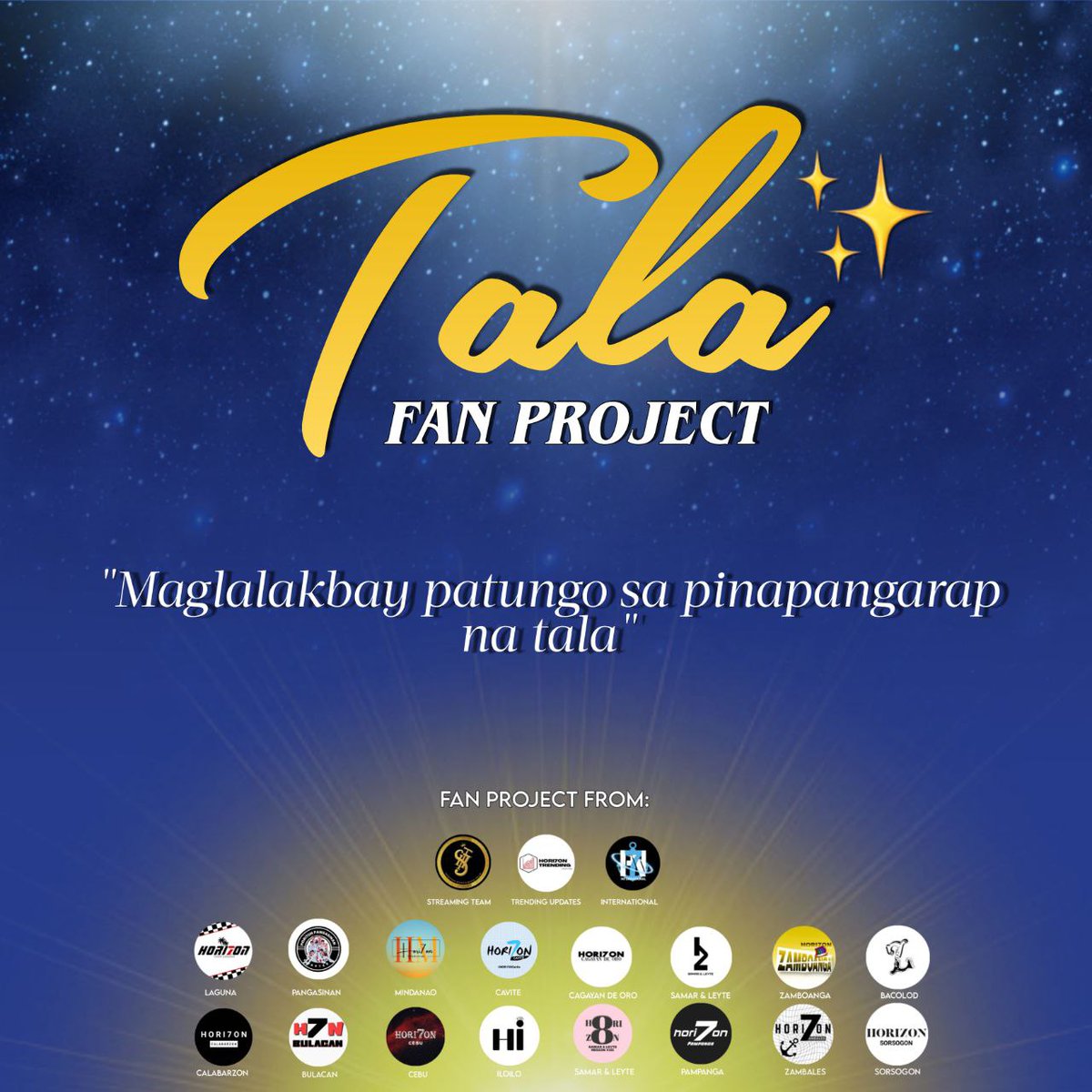 HORI7ON_Cavite's tweet photo. ✨️TALA PROJECT✨️
"A fan project where we guide our seven as they reach for the stars from afar. This project aims to show our love and support for HORI7ON despite the distance and new journey ahead"
#TalaProject
#HORI7ON #ANCHOR https://t.co/yqqoOX6NmY