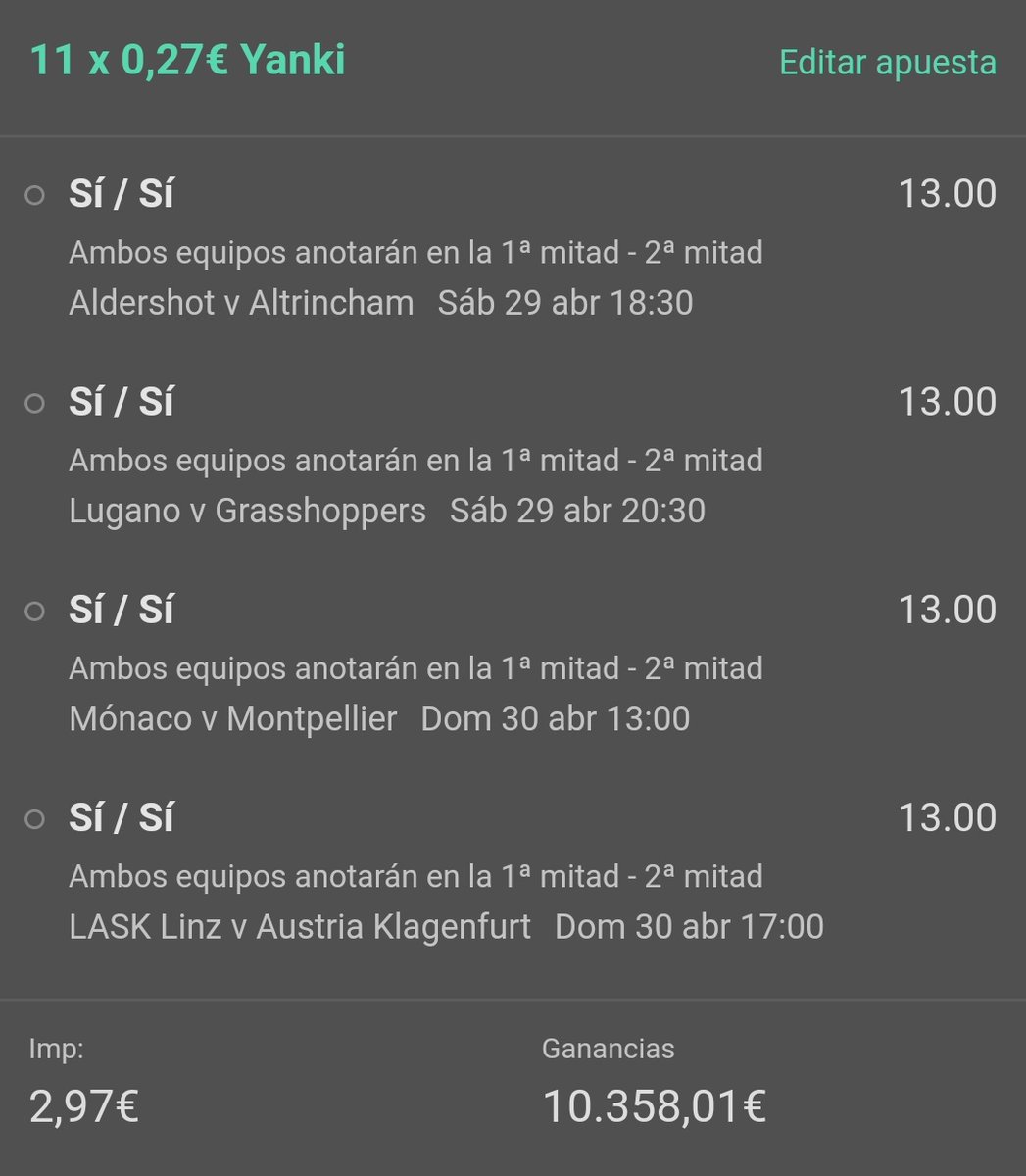 TeBuscoPicks's tweet photo. Estas son las dos funbet que probaremos este finde 👇

⚽ @14
⚽ #Yanki 💣💣💣💣

#apuestasdeportivas https://t.co/RdKhApcY3J