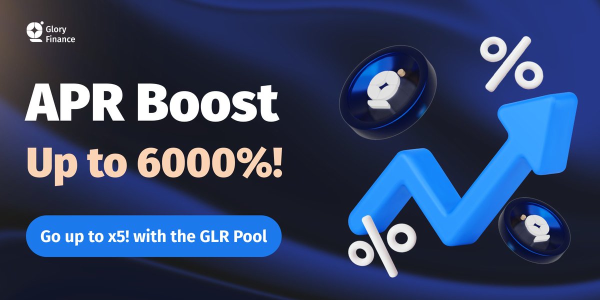 APR BOOST WEEK IS HERE!! 🔥🚀

Up to 6000% APR 😍🤑

Farm now on: app.gloryfinance.io/invest/farms 💯

But that's not all! Go up to x5 with the GLR Pool lock 🤯

Happy farming! 🔥🚀