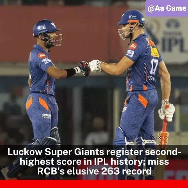 officialaagame's tweet photo. Lucknow Super Giants scripted history at the Punjab Cricket Association Stadium in Mohali on Friday (April 28) by putting up a huge total of 257 runs and recording the second-highest score in the history of the Indian Premier League.

to watch more: https://t.co/L5QTW4AZDT https://t.co/XCD6pDHUGC