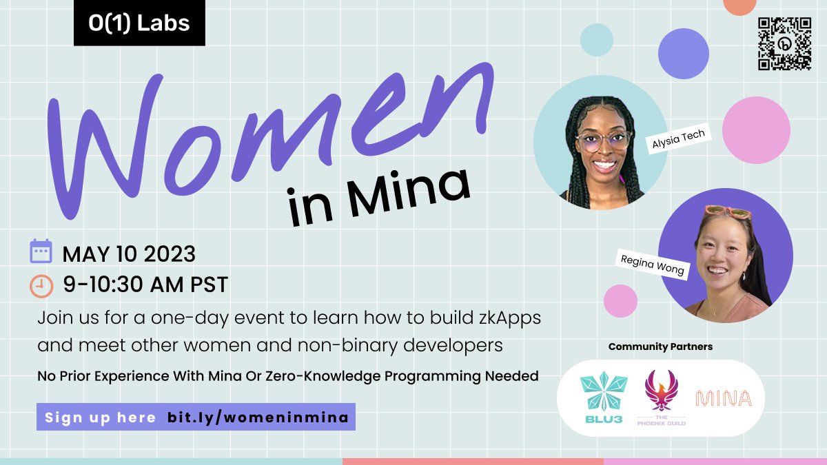 o1_labs's tweet image. Are you interested in learning about #snarkyJS and building #zkApps in a fun, relaxed environment? Join @zkregi  and @alysiatech and sign up for this awesome new workshop bit.ly/womeninmina