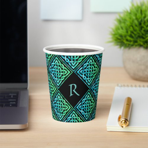 desphology's tweet photo. Monogram Celtic Blue Green Paper Cups https://t.co/w1RQCAPXAg #Zazzle #monogram #personalcup #personalize #gifts #giftideas #papercups #officecups #tableware #drinkware #partyware https://t.co/LGI8irMxzk