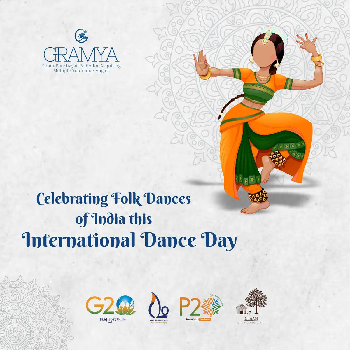 GramyaIndia's tweet photo. This International Dance Day, celebrating the contribution of Indian folk dances to the world of dance.

Which is your favourite dance form in the world? Let us know in the comments below 👇

#GRAMYA #Internationaldanceday #indianfolkdance #G20 #C20 #P20 #GRAMPANCHAYATRADIO https://t.co/GiuHCNtxP5