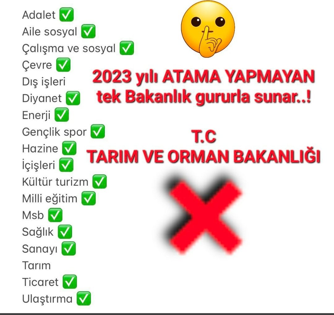Bütün bakanlıklar alıma çıktı yine unutulduk,yine ötelendik bizler bu ülkenin üvey evlatları mıyız ?
<a href="/kilicdarogluk/">Kemal Kılıçdaroğlu</a> <a href="/meral_aksener/">Meral Akşener</a> <a href="/VahitKirisci/">Prof.Dr.Vahit Kirişci</a> <a href="/NumanKurtulmus/">Numan Kurtulmuş</a> <a href="/fuatoktay/">Fuat Oktay</a> <a href="/ademdinc_/">Adem Dinç</a> <a href="/RTErdogan/">Recep Tayyip Erdoğan</a>  
#TarımDiyarbakırdaKirisci