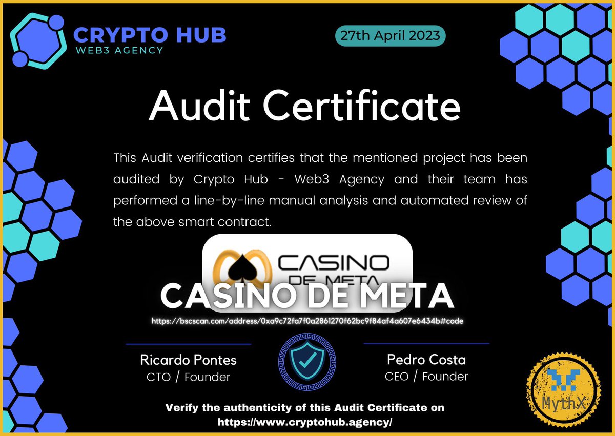 Deeply thanks to <a href="/Crypto_hub_web3/">CryptoHub</a> agency for our token audit an kyc process.
Soon cdm token will be listed in <a href="/TheGemPad/">𝗚𝗲𝗺𝗣𝗮𝗱</a> stay tuned…