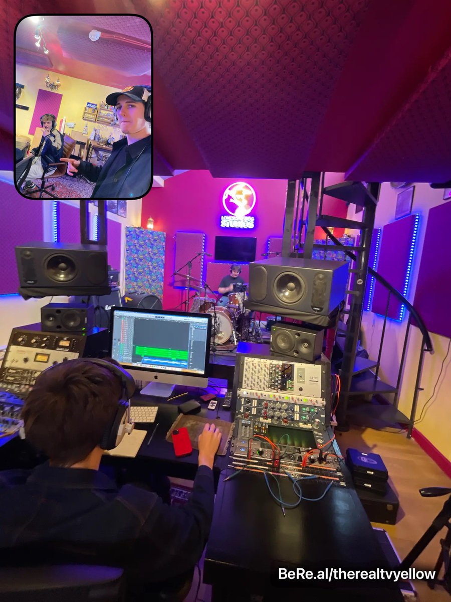 TheRealTVYellow's tweet photo. bereal in the studio yesterday   #studio #newmusic #drums https://t.co/r8Tycxyo4d