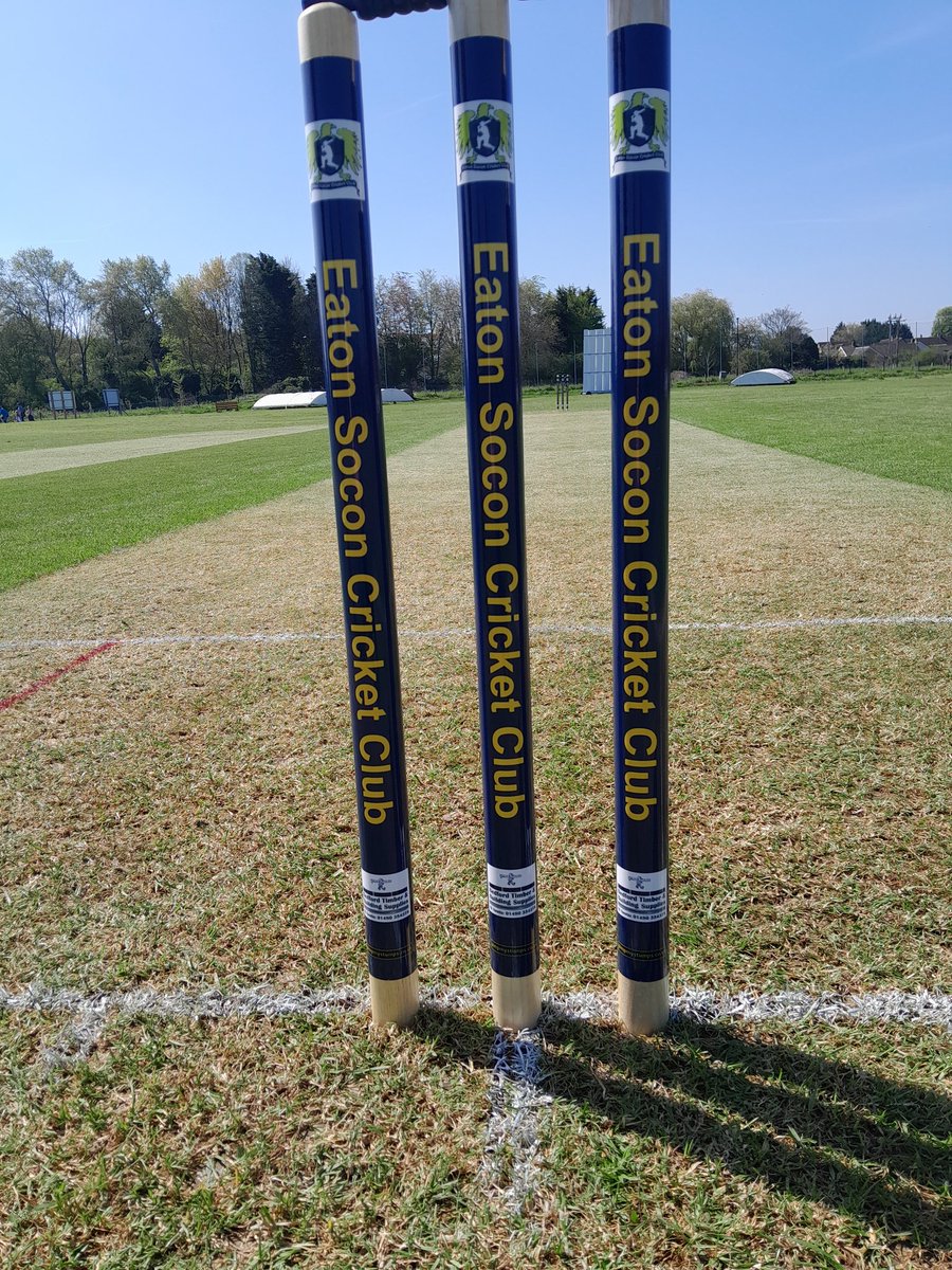 Less than a hour to the start of the new <a href="/WhitingDiv1/">Cambs & Hunts Premier League</a> season. Brand new stumps for the occasion made by <a href="/PimpMyStumps/">Pimp My Stumps</a> with new sponsor <a href="/Bedfordtimber/">Bedford Timber</a> on.