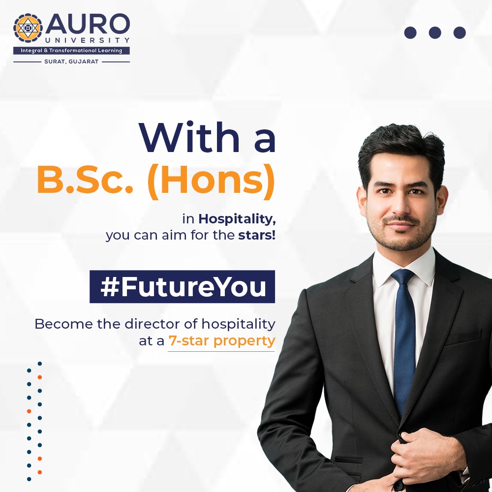 AuroUniversity's tweet photo. Ready to take your career in Hospitality to new heights? The sky is the limit if you remain consistent in learning the craft and bettering your skills. 

#Admissionsopen2023 #Hospitality #Hotelmanagement #BScHons #LearnerToLeader #AUROUniversity https://t.co/DHqQuCaoUF
