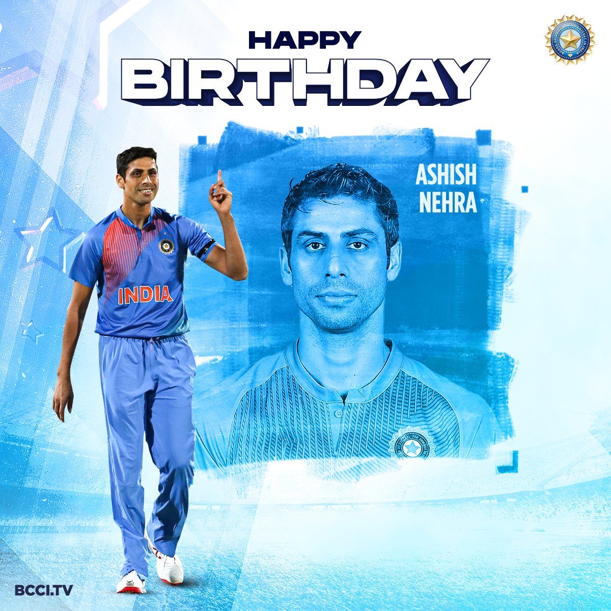 BCCI's tweet photo. Here's wishing Ashish Nehra a very Happy Birthday 🎂👏

#TeamIndia https://t.co/JSiEUitK5J