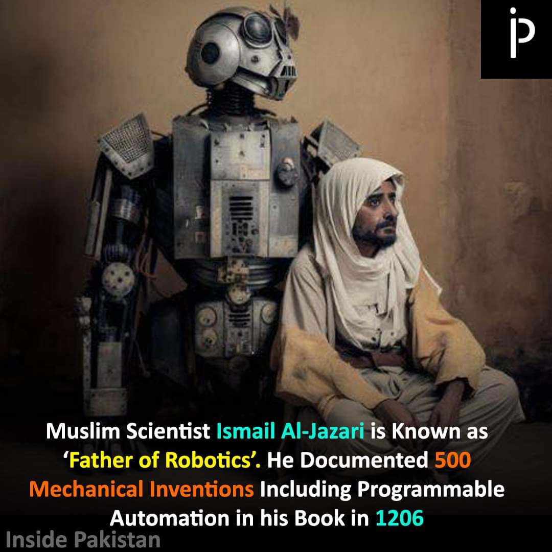 SAKIRHU1122's tweet photo. Muslim Scientist Al-Jazari is not only known as the "father of robotics" he also documented 50 mechanical inventions (along with construction drawings) and is considered to be the "father of modern day engineering."
#InsidePakistan #DidYouKnow #DoYouKnow #Robotics #Automation https://t.co/0sgh46FtIr
