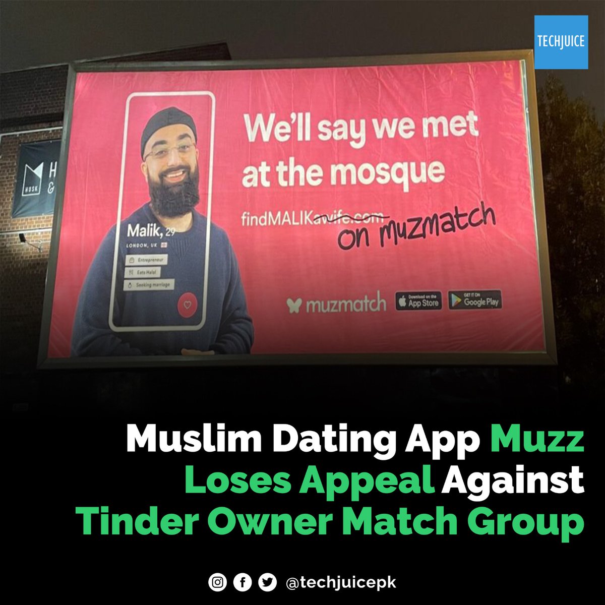 TechJuicePk's tweet image. Muzz, whose full name is ‘MuzMatch’ was told to change its name to ‘Muzz’ because of its similarities to Match.com, appealed against the decision

Read more: techjuice.pk/muslim-dating-…
#datingapp #muzzmatch #group