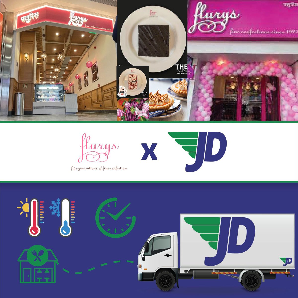 Iconic tea-room Flurys joins Just Deliveries family as new client. Just Deliveries to assist Flurys with logistics for Mumbai and Navi Mumbai stores. Excited to be part of Flurys' expanding journey. #logisticscompany #deliveryservice#foodandbeverage