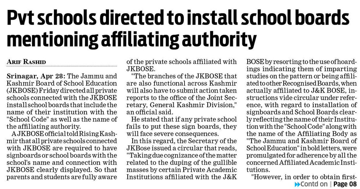 Arifrashid0's tweet photo. #Pvt #schools directed to #install #school #boards #mentioning #affiliating #authority

@Office_JKBoSE
@dsekofficial 

https://t.co/tqVo6KvDFS https://t.co/IjOIcNOAHg