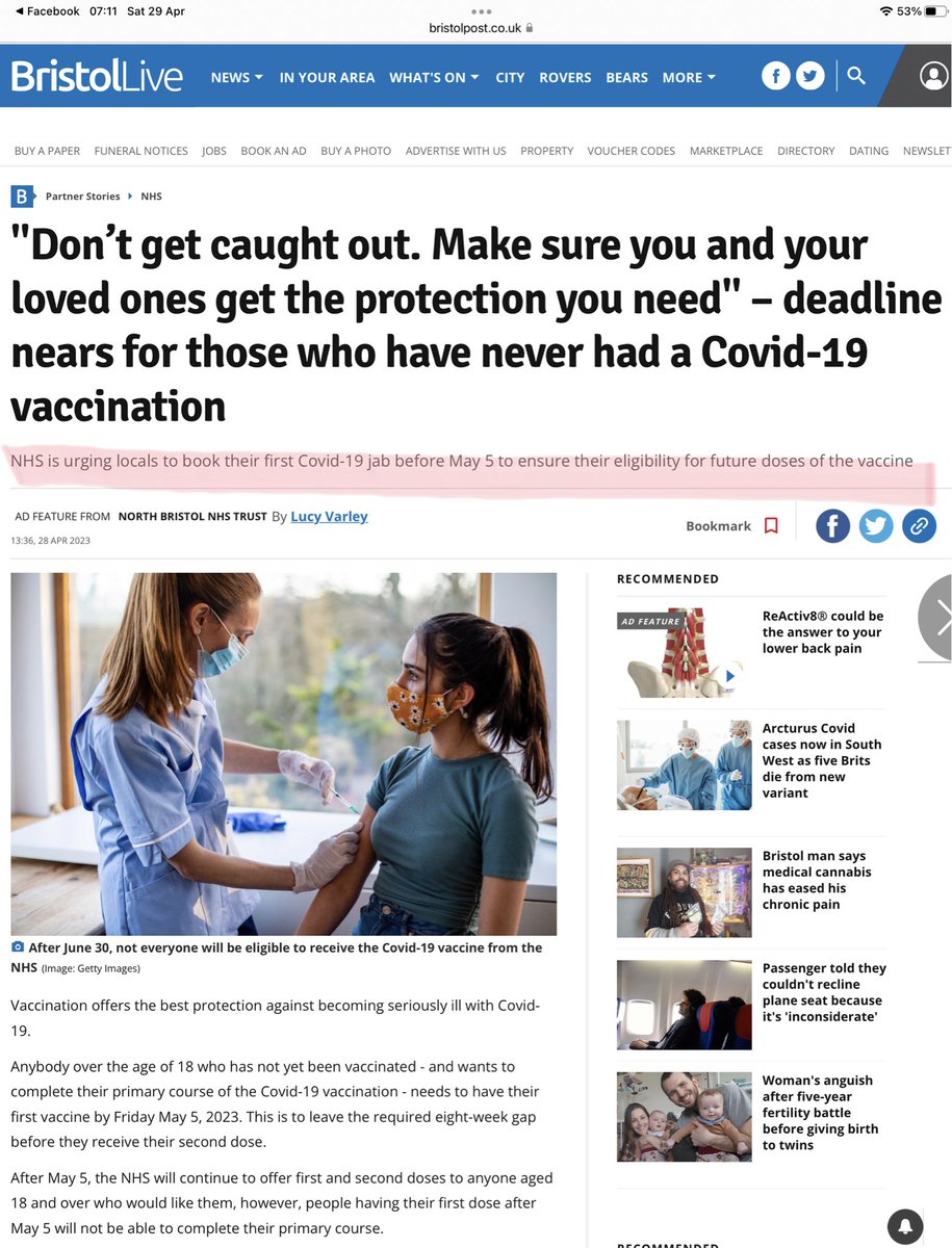 SandraWeeden's tweet photo. JABS! New reason to get one, and a new Marketing Strategy!

If you don’t get a ‘jab’ before June 30, you might not be able to ensure ELIGIBILITY FOR FUTURE DOSES!

You might NEVER get one! 

Anyone rushing now to get more in the future?  

Two words. 

https://t.co/MrZQGFXgzm https://t.co/n3TvzJgIUg