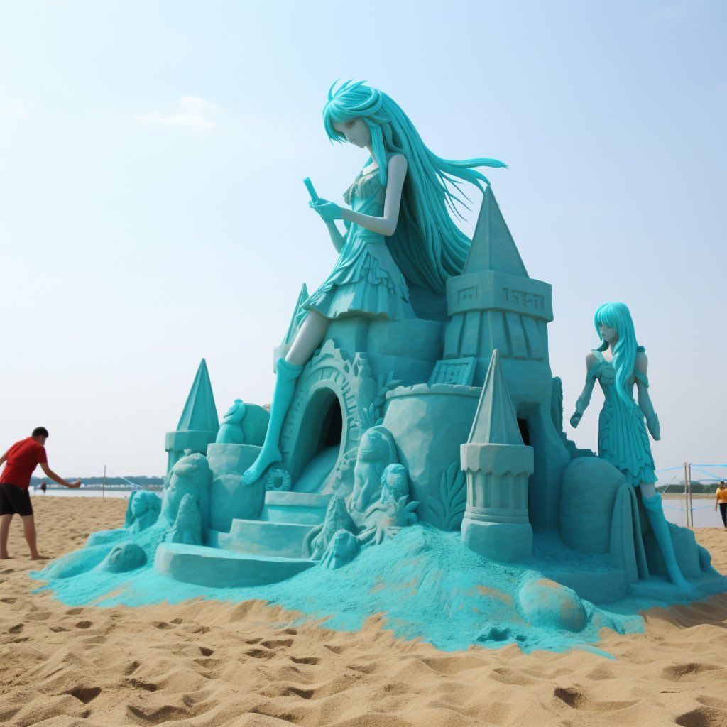 tondemonaimone's tweet photo. Hatsune Miku sandcastle https://t.co/7OFjvEWBCY