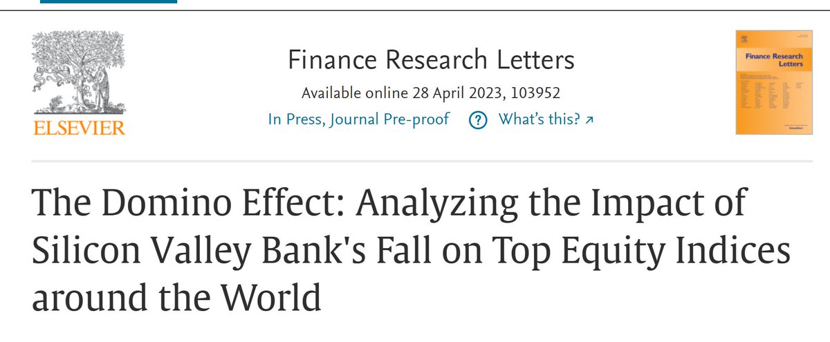 dramarydv's tweet photo. Excited to announce my latest publication in Finance Research Letters! Our study used event study methodology to analyze the impact of Silicon Valley Bank's fall on global equity indices #finance #research #eventstudy #SiliconValleyBank #globalmarkets #riskmanagement https://t.co/rMRAQHUC0m