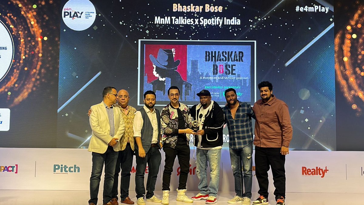 #e4mPlay 2023 : Your success deserves Celebration and a Big Congratulations @MnmTalkies @spotifyindia!
Category - Best Thriller / Drama / Horror - Hindi
Metal - Gold

#e4mAwards #OTTAwards