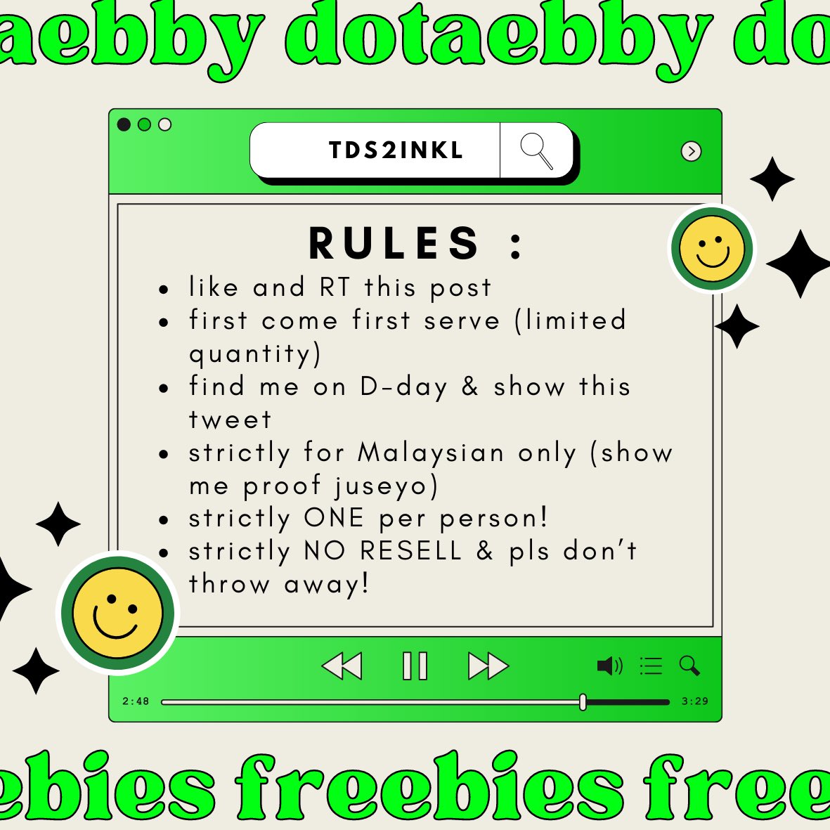 dotaebby's tweet image. ˚✧*。 #TDS2inKL freebies by @dotaebby ˚✧*。

— follow all the rules to claim
— will update location &amp;amp; outfit on D-day
— open for trade (limited)
— will update actual preview once done packing 

#THEDREAMSHOW2_in_KL #THEDREAMSHOW2_in_KUALALUMPUR