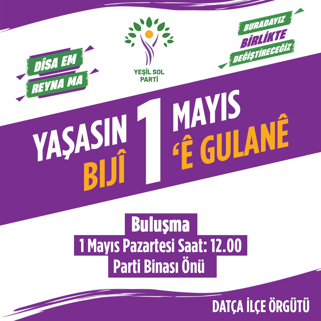 HDPmugla_datca's tweet photo. Emeğin değerli olduğu, emekçinin hakkını aldığı günlere olan inancımızı haykırmak için 1 Mayıs'ta meydanlardayız. Yaşasın 1 Mayıs ✌️
Buluşma : 1 Mayıs Pazartesi saat 12:00 Datça İlçe Örgütü
#1Mayıs2023 #1Mayıs2023 #1mayisUmudumuz @HDP_Mugla https://t.co/DD9eX4En8P