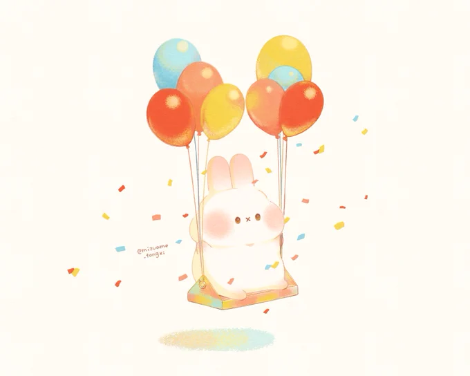 ふわふわさんぽ (○・×・○)  #ぷみうさぎ #すぴょんず #イラスト