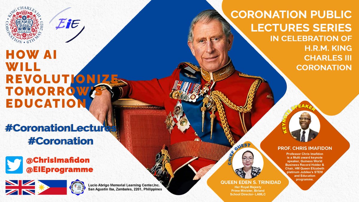 LamlcLucio's tweet photo. The CORONATION PUBLIC LECTURES SERIES in Celebration of HRM King Charles III Coronation Continue.
#crowning #Coronation
#Publiclectureseries @ChrisImafidon @UKParliament @EDENTRINIDAD @RoyalFamily
@birtawilgov @BirlandPM https://t.co/rumYjXFVXX