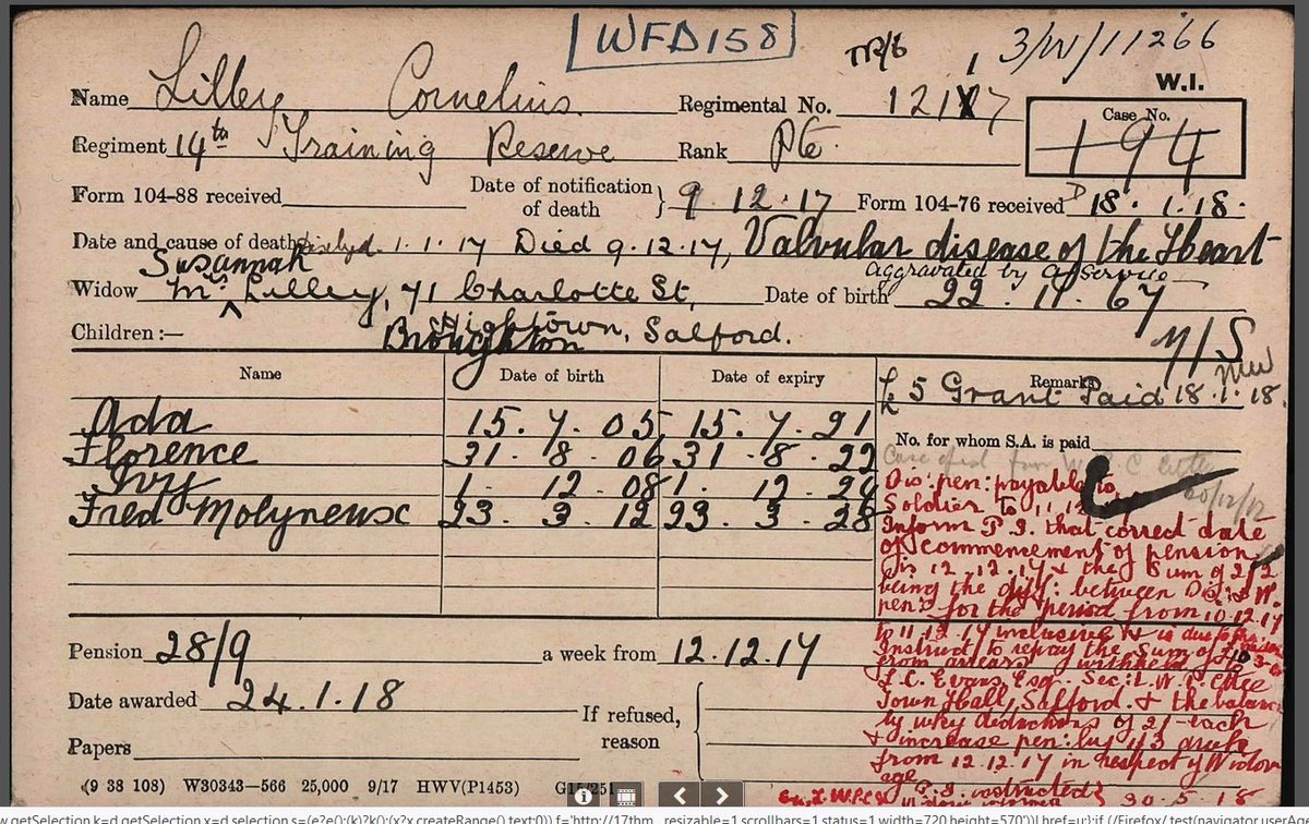 Boer War veteran Pte 12117 Cornelius Lilley trained with 14th Bn Manchester Regiment and 14/TRB. He died from VDH agg by service on 09/12/1917, aged 49. Burial at Phillips Park. Husband of Susannah, of 21 Charlotte St, Hightown <a href="/CWGC/">Commonwealth War Graves</a> New-Com #OnThisDay