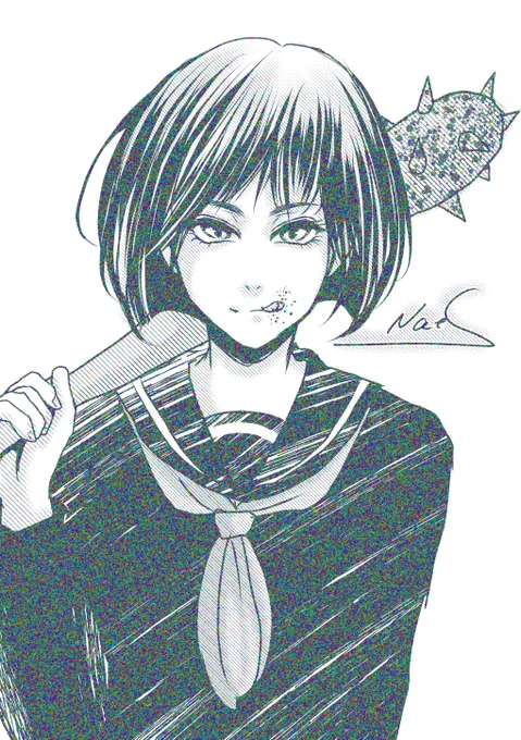 昨日ピクスケ中に酔っぱらって描いたサディスティックJKキルビルに出てきそうだw