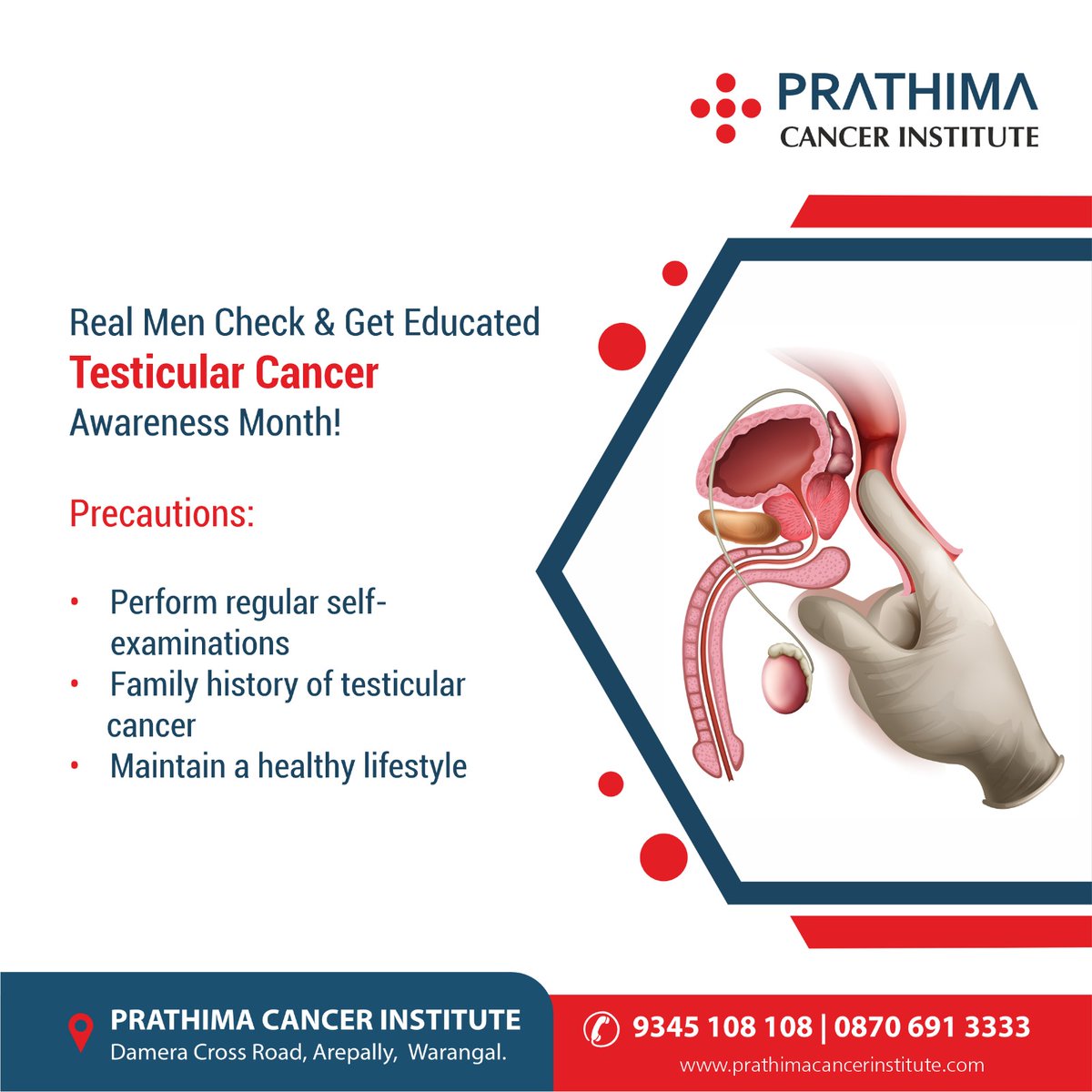 PCIWarangal's tweet image. #RealMenCheck &amp;amp; Get Educated #TesticularCancerAwareness month!

Precautions:
• Perform regular self- examinations
• Family history of testicular Cancer
• Maintain a Healthy Lifestyle

#TCAM #TesticularCancerAwareness #SelfCheckSaveALife #MenHealthMatters 
#BeatTesticularCancer