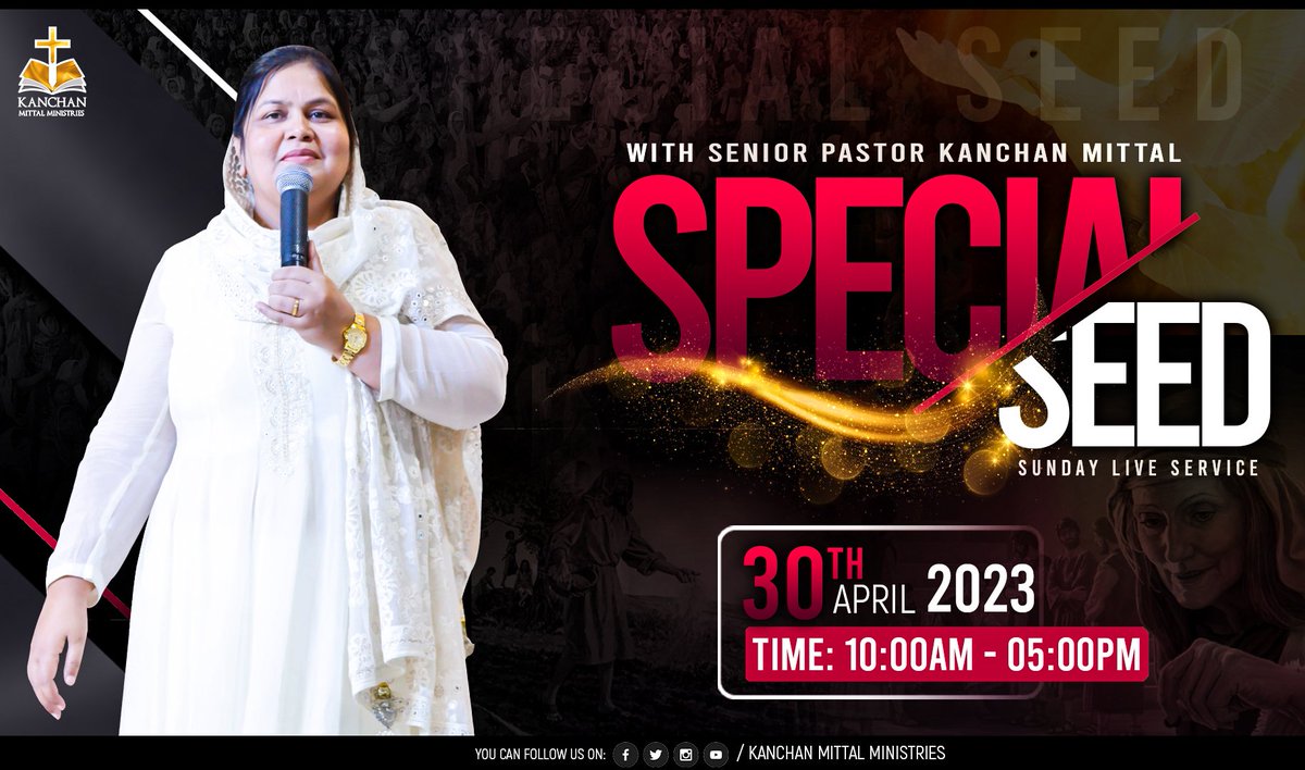pastorkanchan's tweet photo. Get ready for the upcoming Special Seed Sunday Live service being held in Changera Church on April 30, 2023.
Come prepared to grab your blessing.
#KMM #KMMLive #OnlineChurch #SpecialSeed #Jesus #HolySpirit #ChangeraChurch #Sunday #LiveService #OnlinechurchinPunjab https://t.co/N5qWEp1Tgo