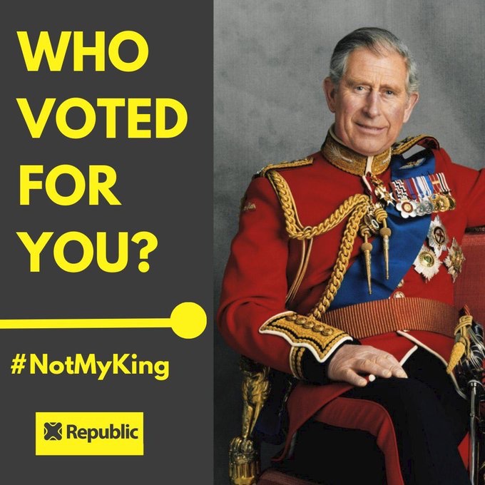 Think_Blue_Sky's tweet photo. Dear Britain
   We haven't all been sucked in...... #AbolishTheMonarchy #NotMyKing https://t.co/70JXebHmMl