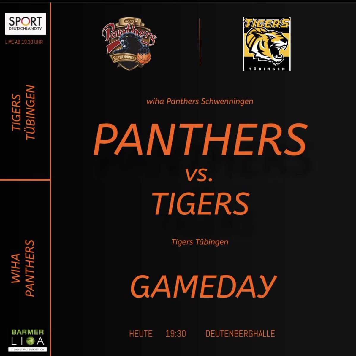 G🏀A🏀M🏀E🏀D🏀A🏀Y

Die wiha Panthers wollen heute, ein letztes Mal, in der BARMER 2. Basketball Bundesliga ProA in dieser Formation vor den Fans, in der #Deutenberghalle ihr bestes geben gegen die @tigers_tuebingen ! 
#ProABaby